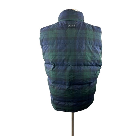 Eddie Bauer Full Zip Goose Down Puffer Vest Blue Green Plaid Women's Size XL - Picture 9 of 12